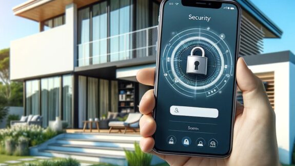 An image of a phone screen showing it can be used as a lock system for a house